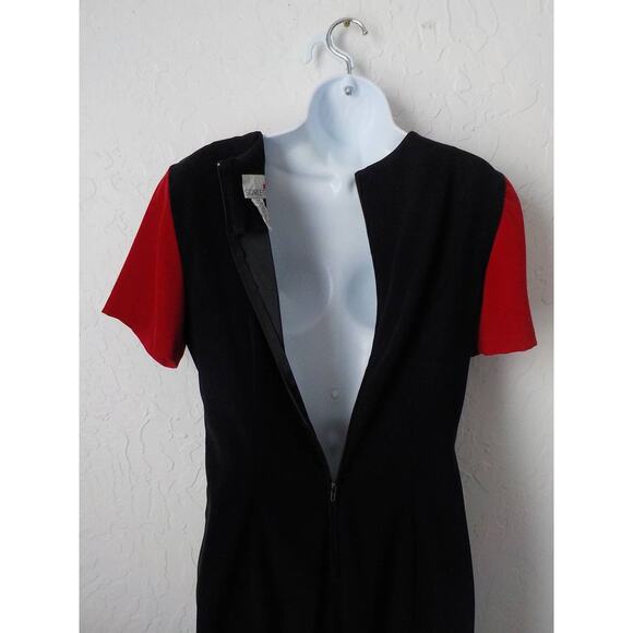 Scarlett Black Red Soft Velour Sheath Dress Women 7/8 Zip Up Retro Goth - Picture 6 of 7